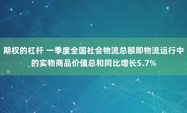 期权的杠杆 一季度全国社会物流总额即物流运行中的实物商品价值总和同比增长5.7%