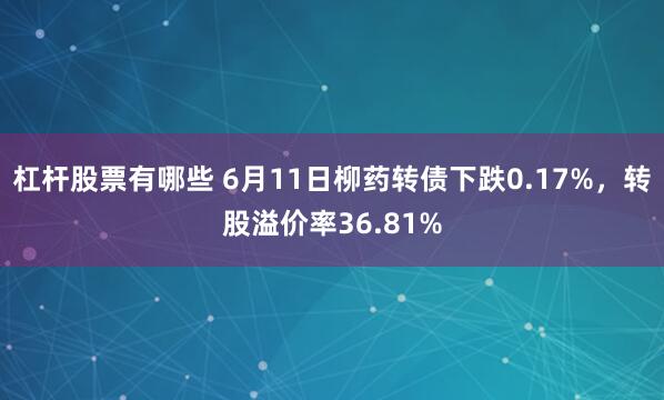 杠杆股票有哪些 6月11日柳药转债下跌0.17%，转股溢价率36.81%
